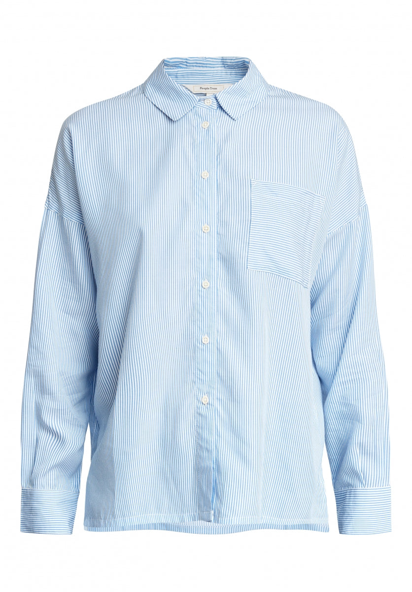 Chemise rayée bleu ciel en tencel - Alice