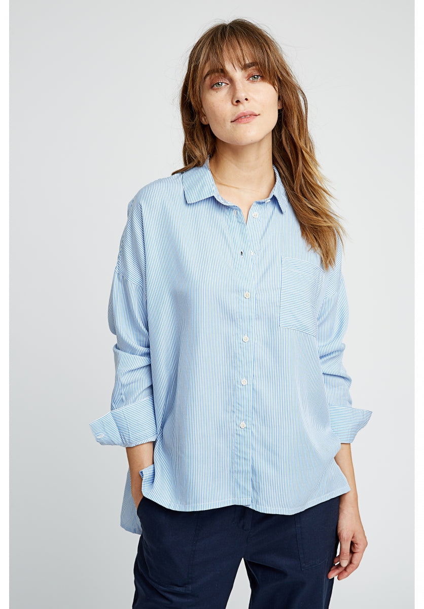 Chemise rayée bleu ciel en tencel - Alice