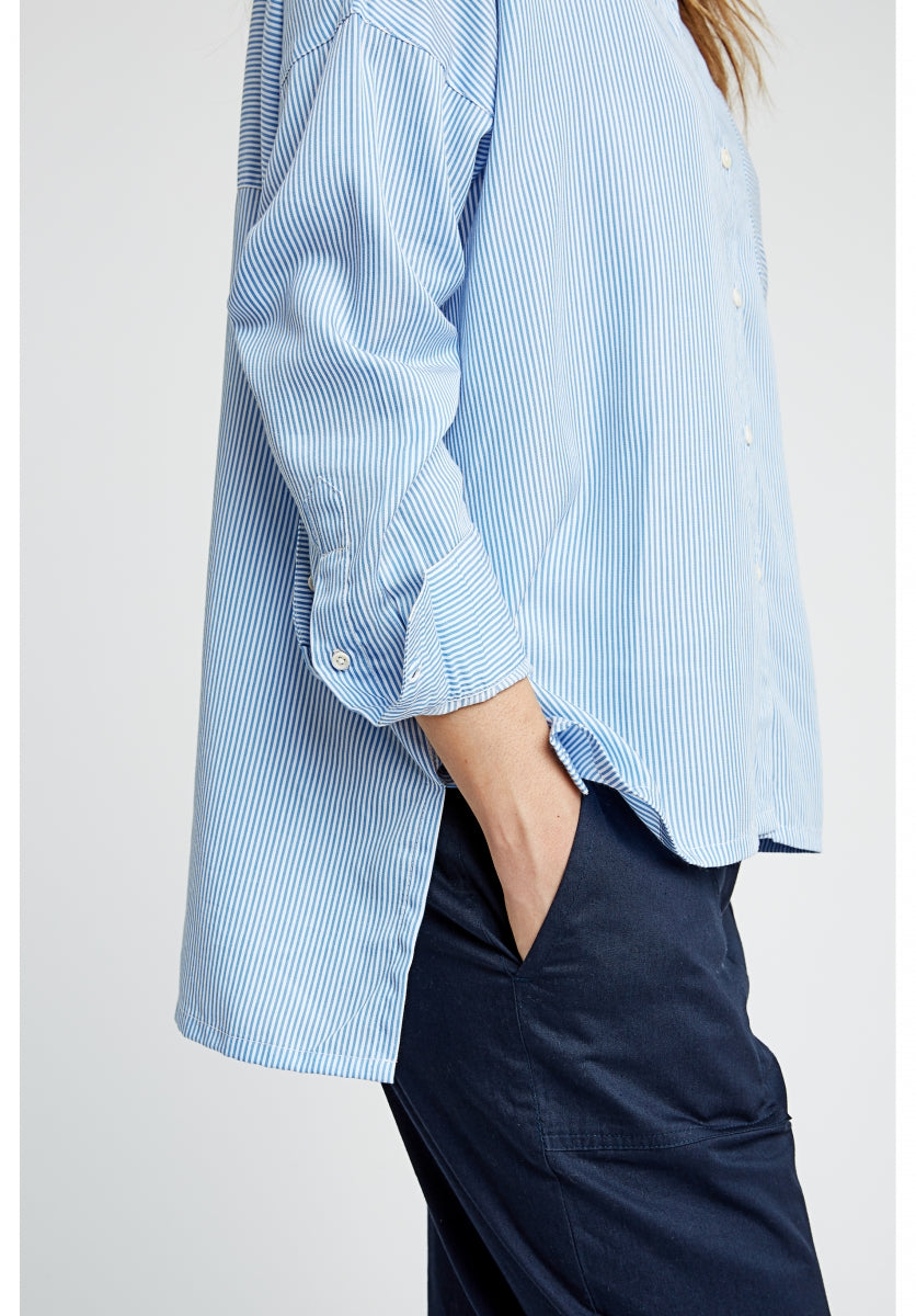 Chemise rayée bleu ciel en tencel - Alice