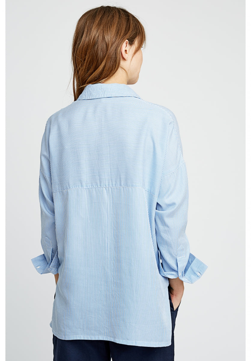 Chemise rayée bleu ciel en tencel - Alice