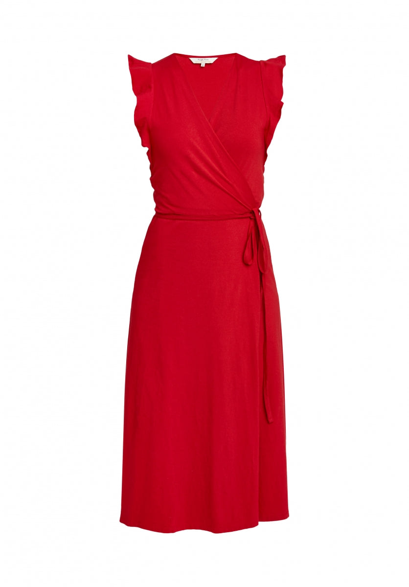 Robe longue unie rouge en coton bio - Melanie