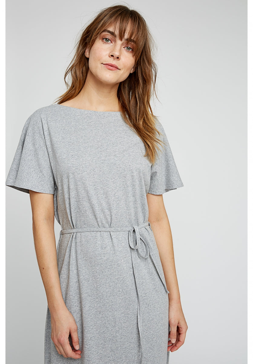 Robe longue unie grise en coton bio - Aida