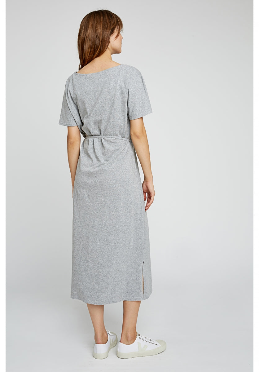 Robe longue unie grise en coton bio - Aida