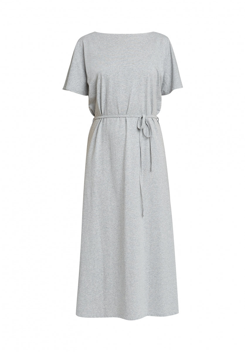 Robe longue unie grise en coton bio - Aida
