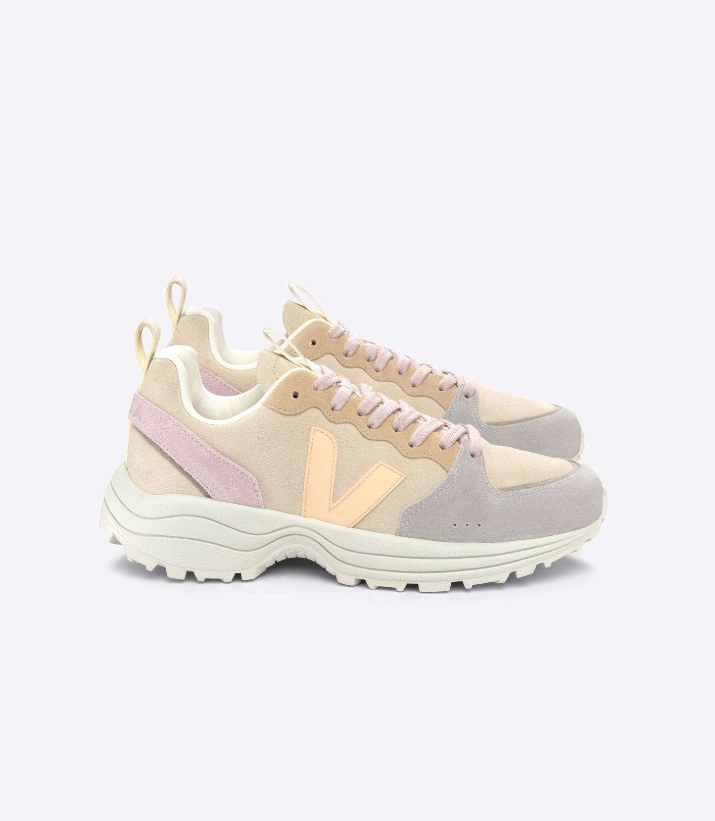Baskets basses en suède certifié | multicolore "venturi vc suede almond peach-multico"