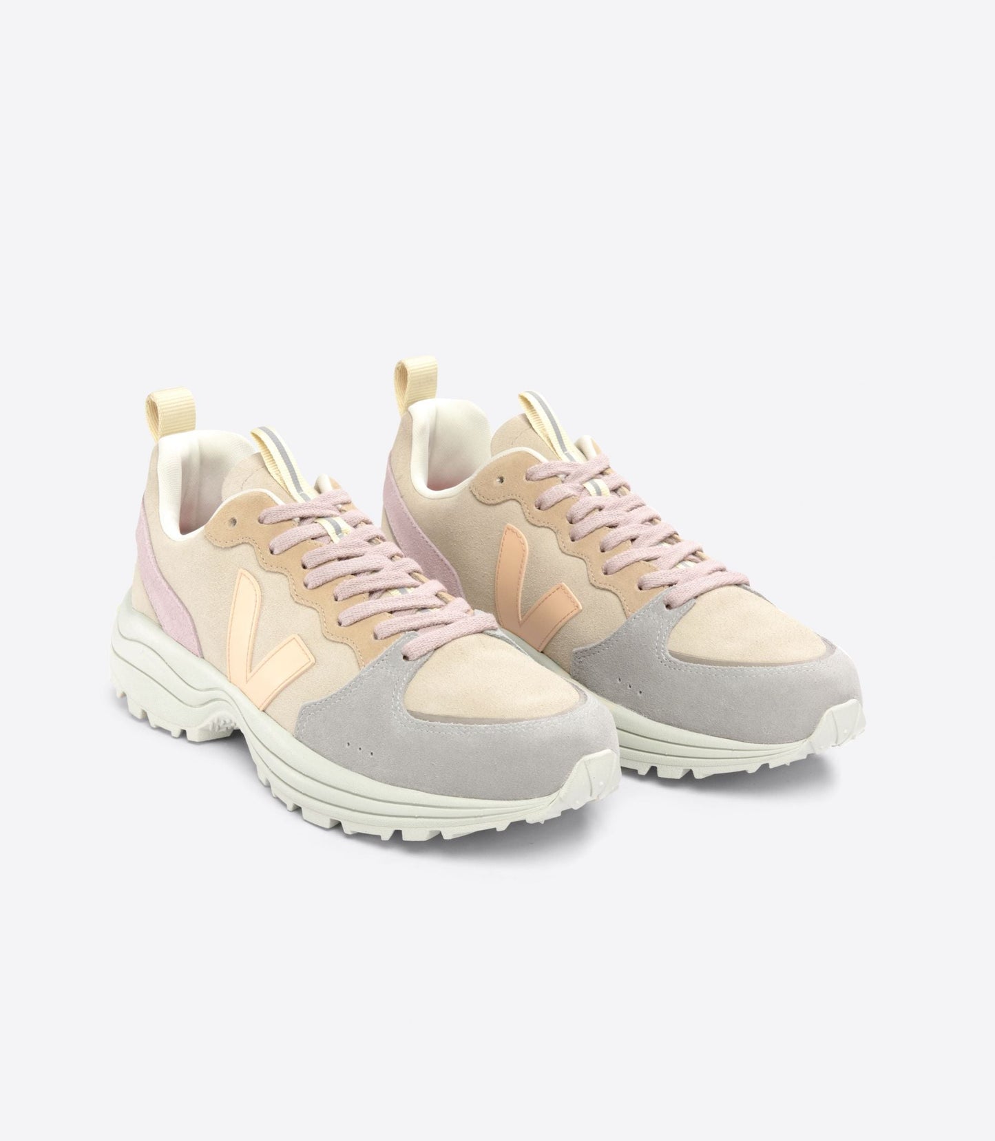 Baskets basses en suède certifié | multicolore "venturi vc suede almond peach-multico"
