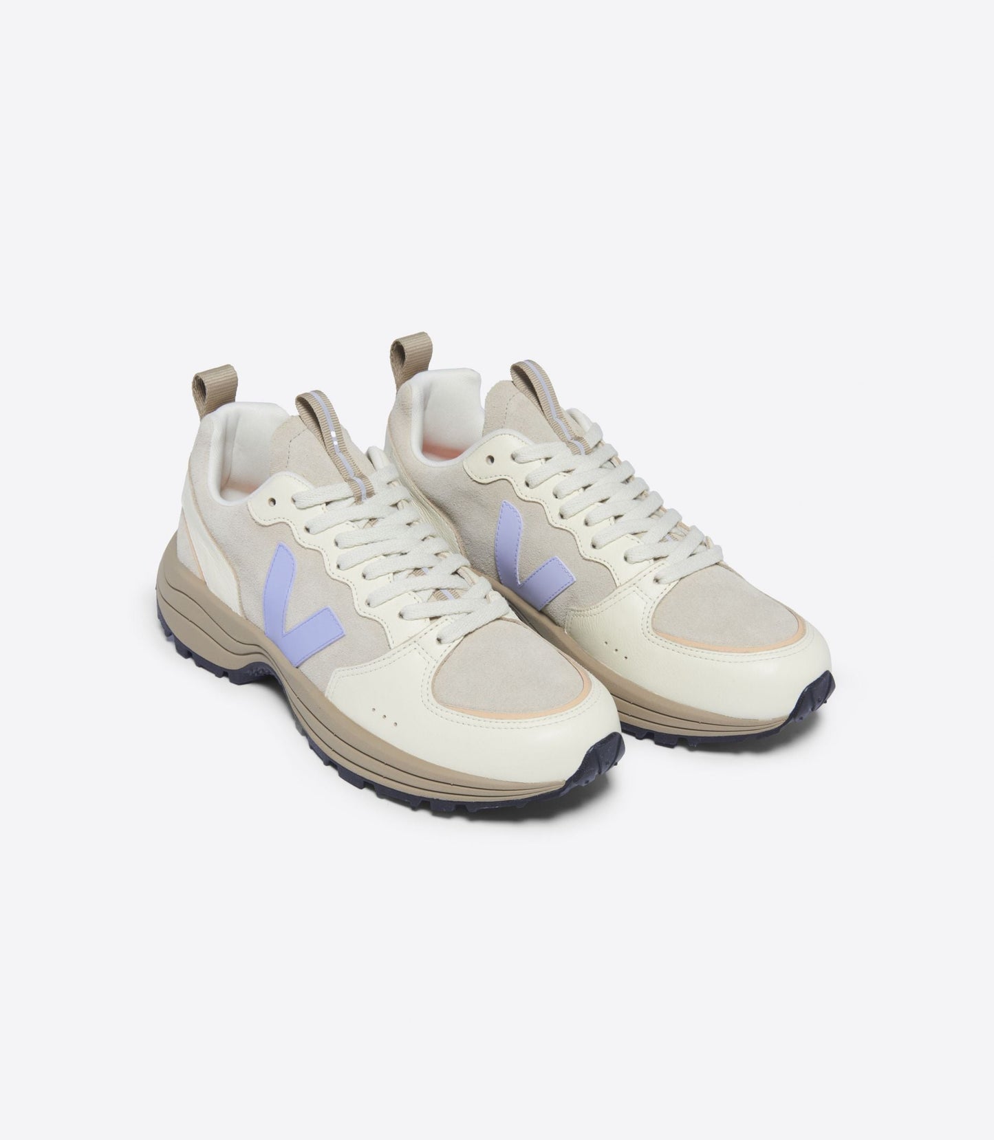 Baskets en suède et cuir certifié | beige et violet "venturi suede almond swan"