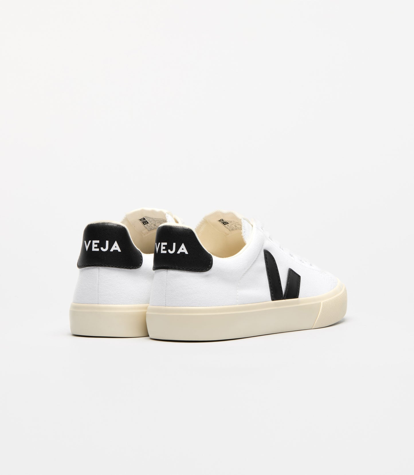 Baskets en coton biologique | blanc et noir "campo ca white black"