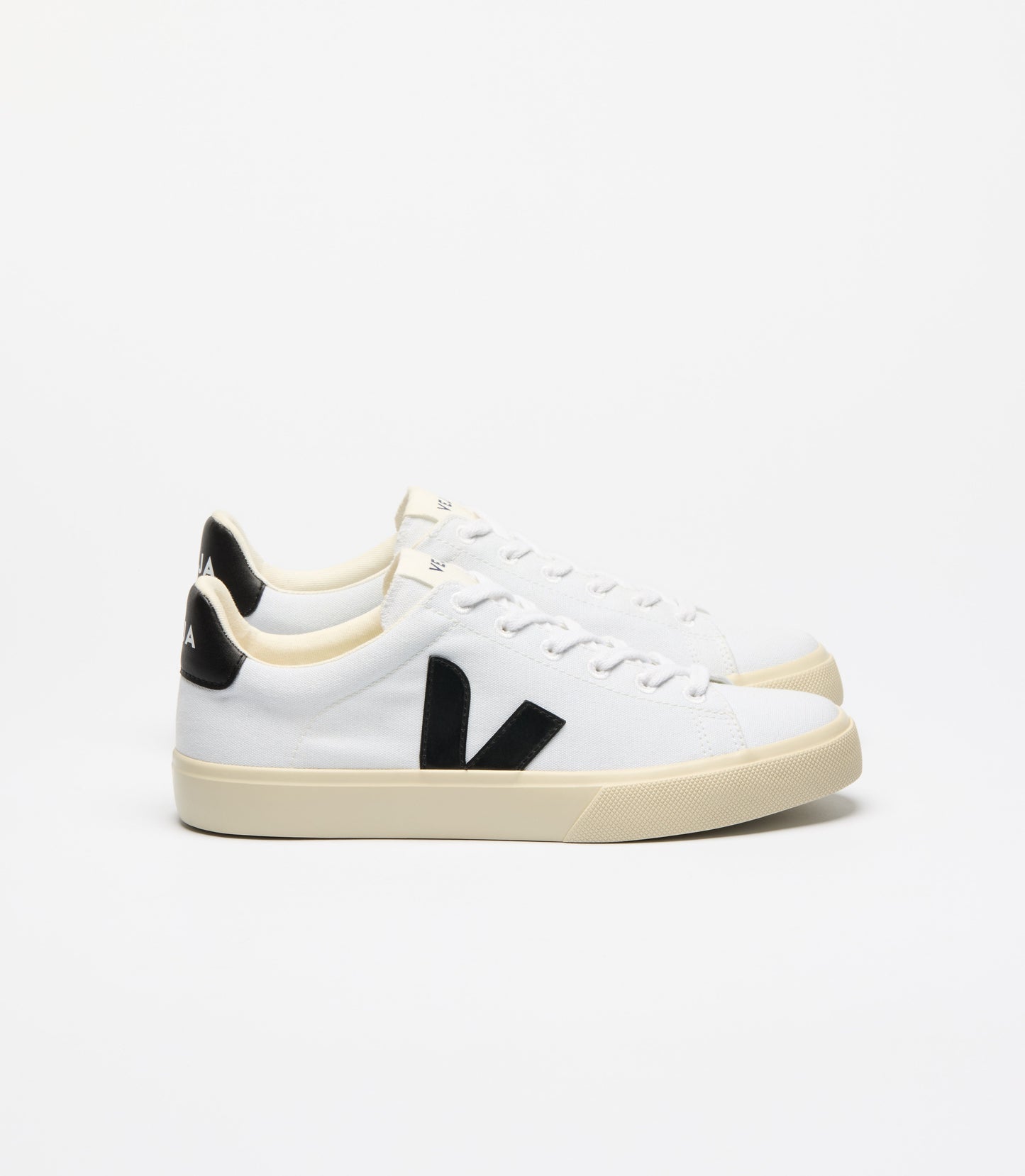 Baskets en coton biologique | blanc et noir "campo ca white black"