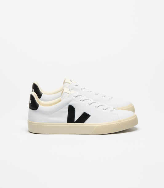 Baskets en coton biologique | blanc et noir "campo ca white black"