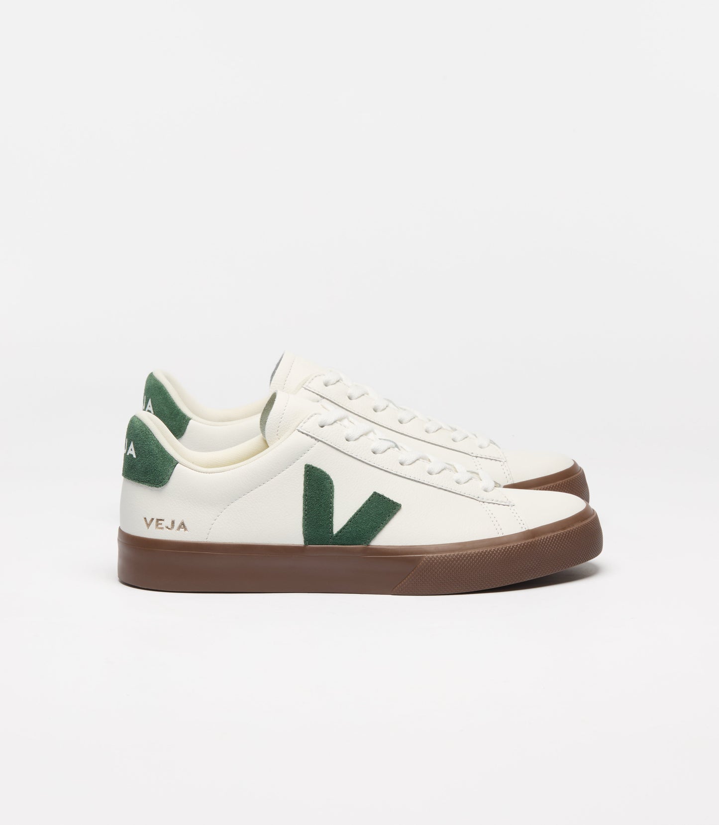 Baskets en cuir | blanc et vert "campo - white_cyprus_bark"
