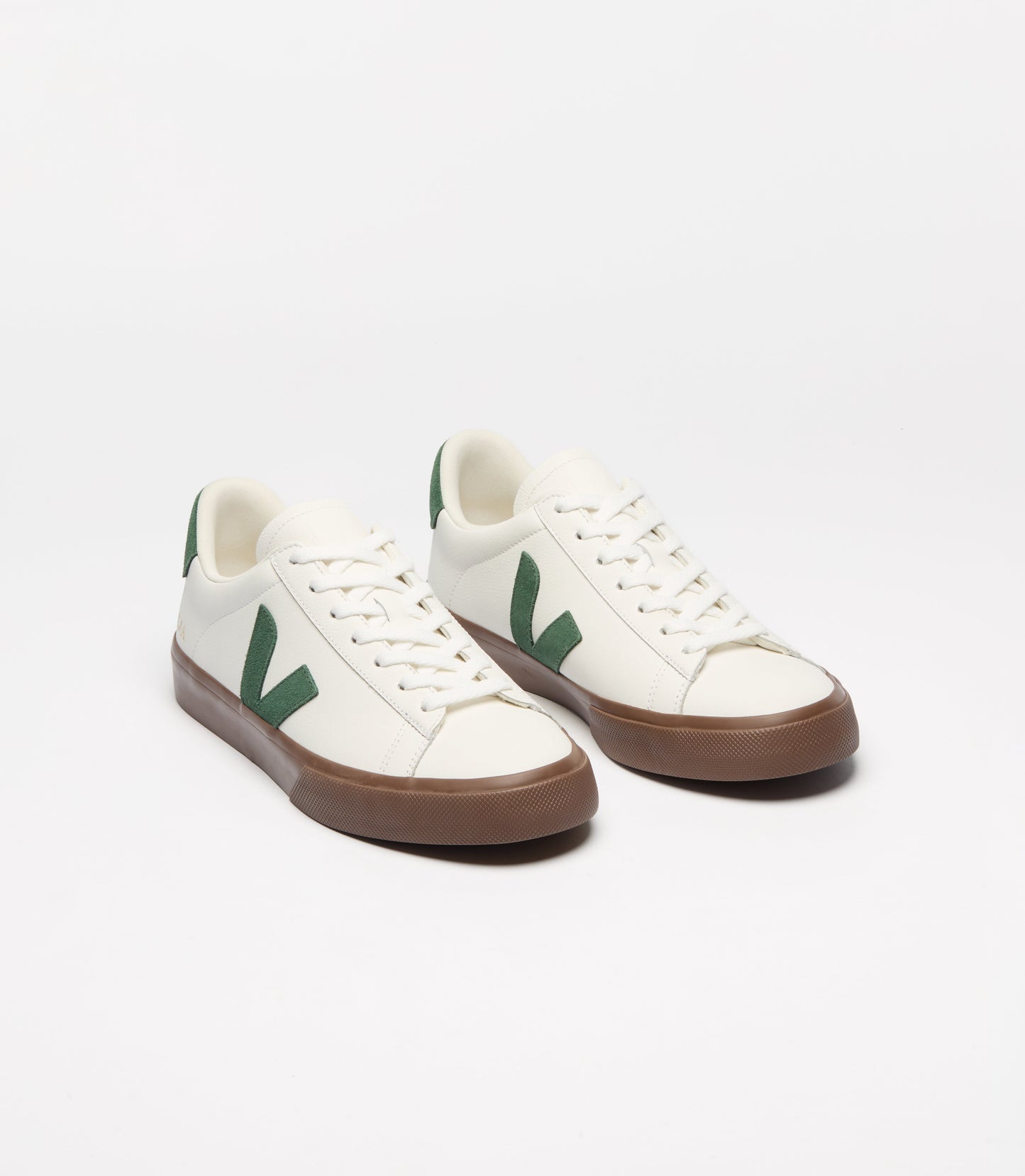 Baskets en cuir | blanc et vert "campo - white_cyprus_bark"