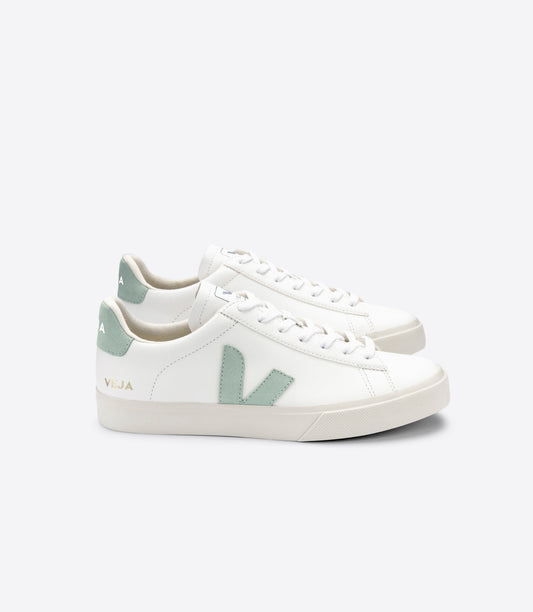 Baskets en cuir certifié | blanc et vert "campo chromefree leather white matcha"