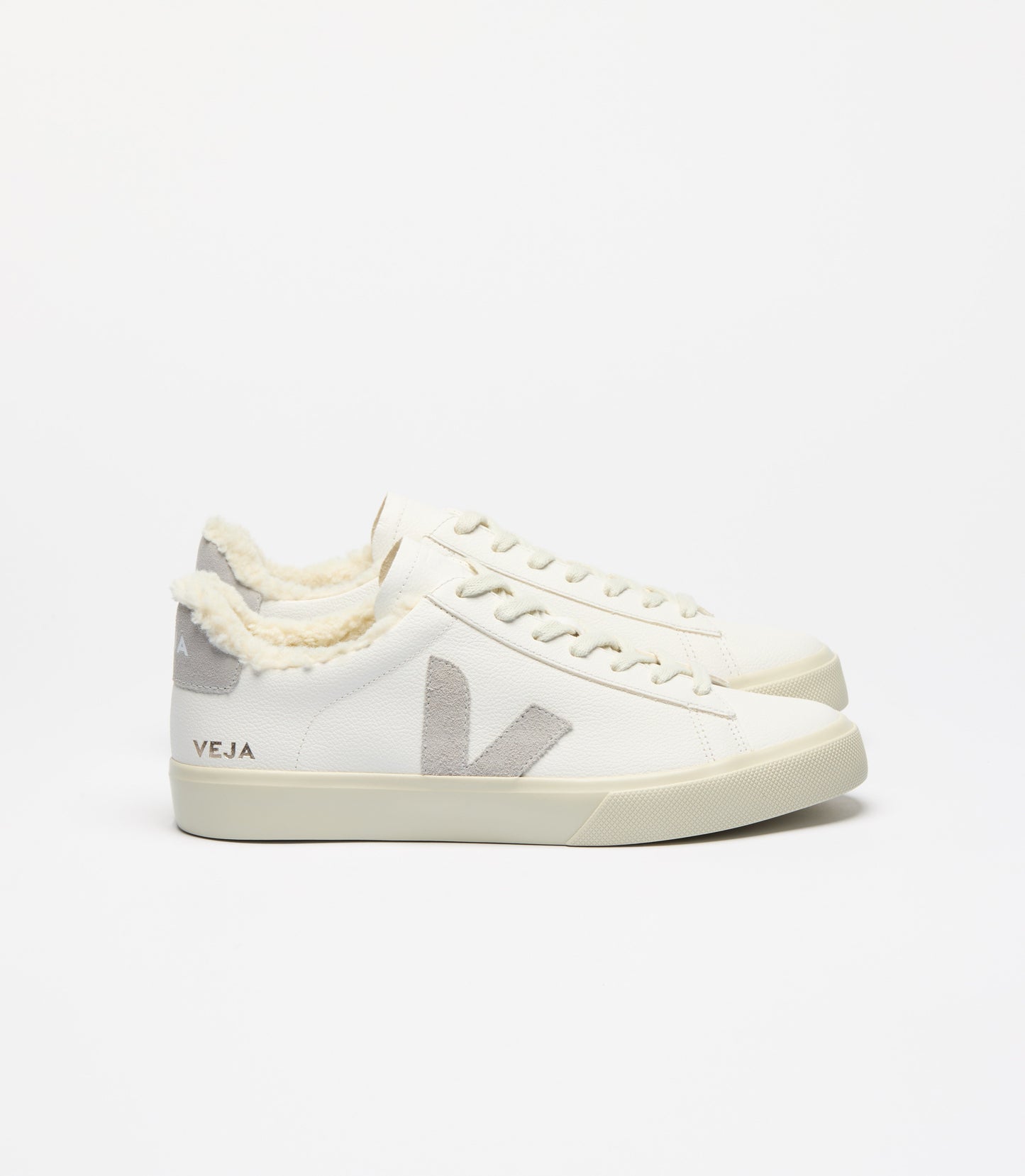 Baskets en cuir | beige et gris "campo winter - extra-white_light-grey"