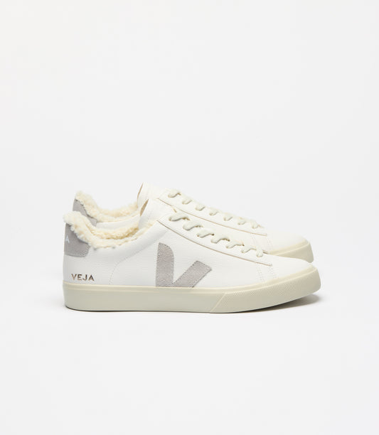 Baskets en cuir | beige et gris "campo winter - extra-white_light-grey"