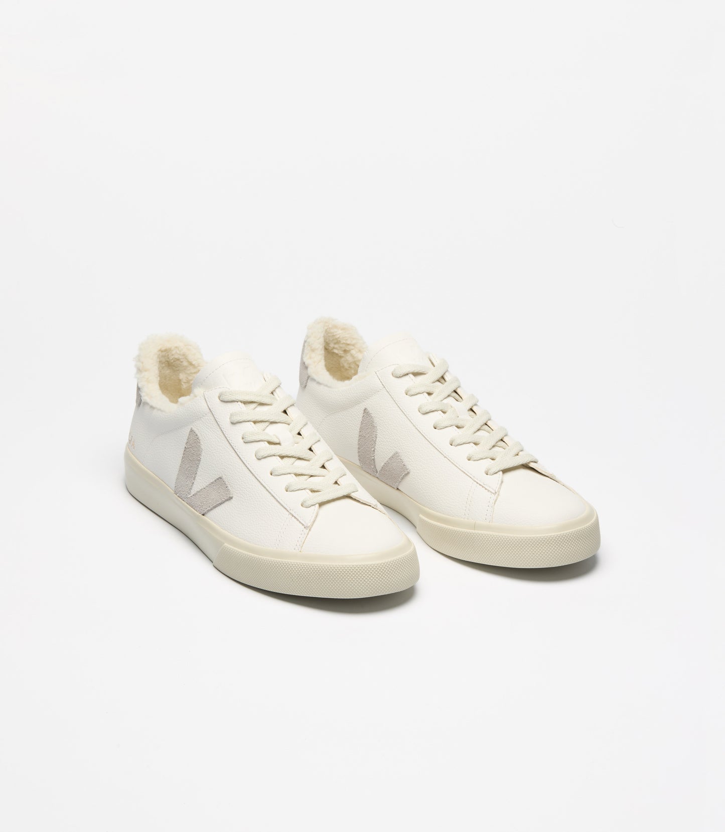 Baskets en cuir | beige et gris "campo winter - extra-white_light-grey"