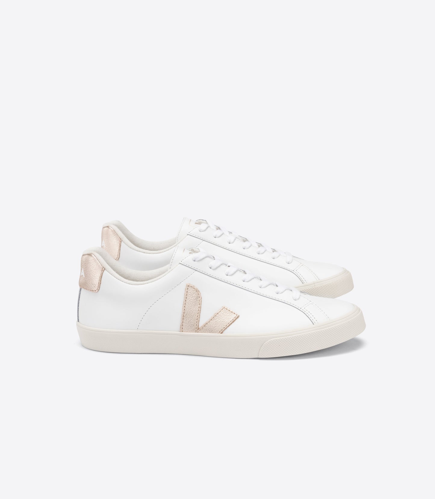 Baskets en cuir certifié | blanc et doré "esplar logo extra white platine"