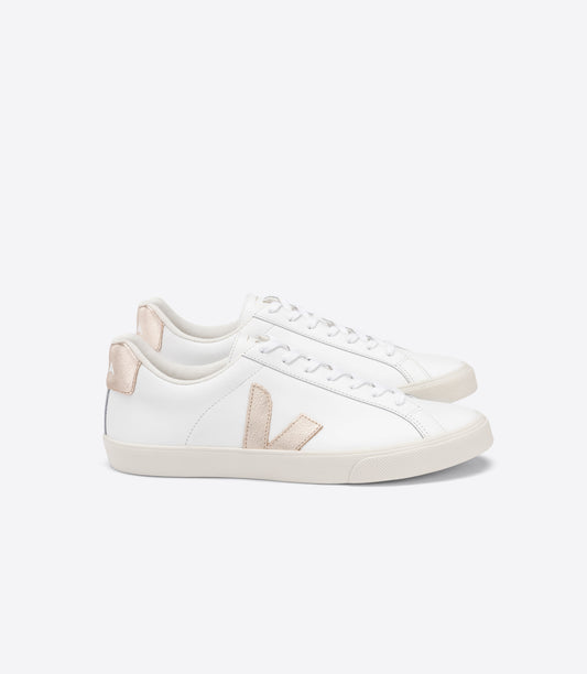 Baskets en cuir certifié | blanc et doré "esplar logo extra white platine"