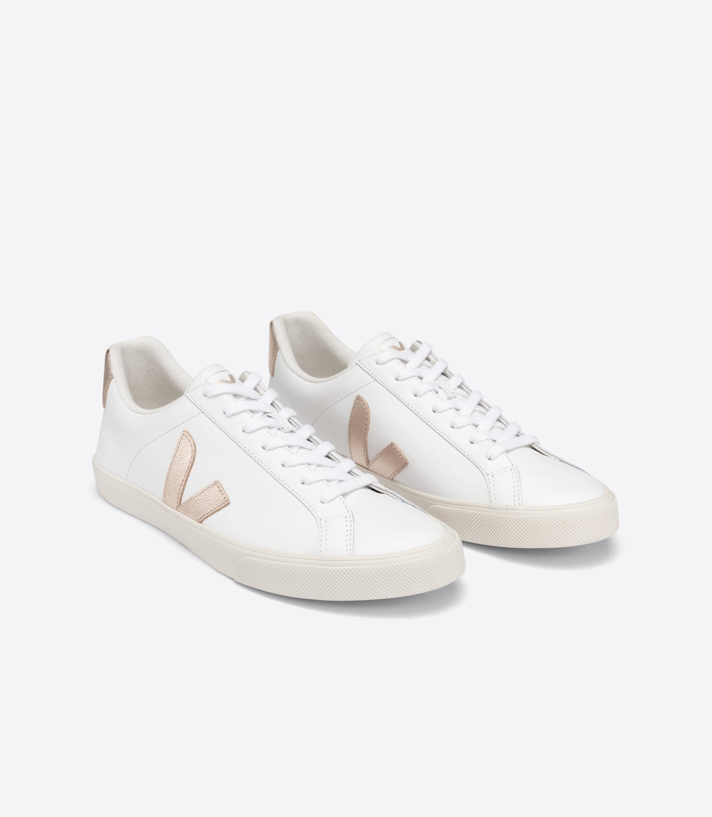 Baskets en cuir certifié | blanc et doré "esplar logo extra white platine"