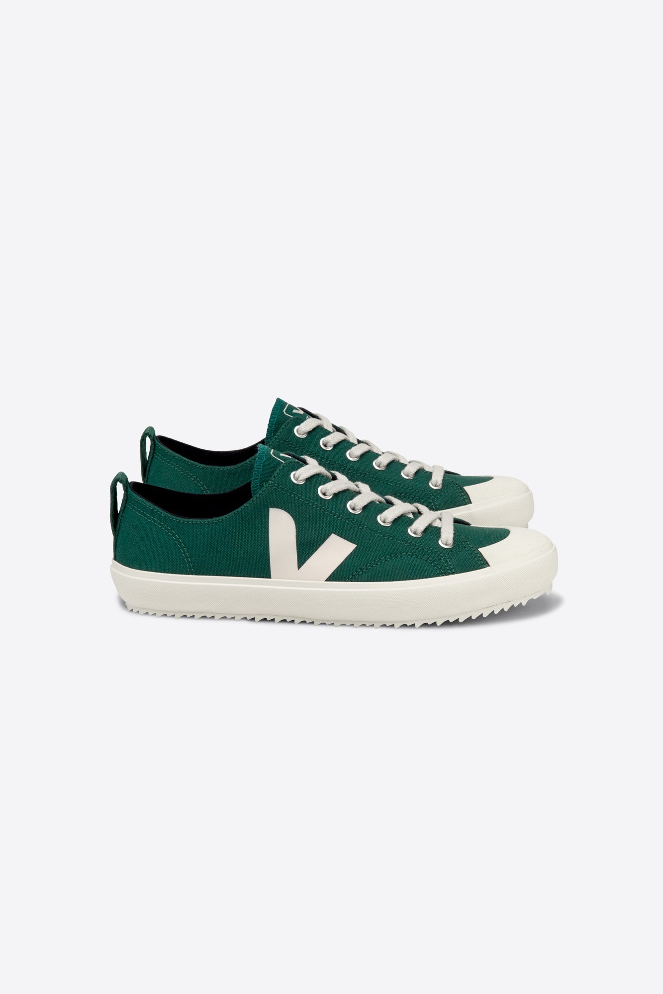 Baskets en coton bio | vert et blanc "nova canvas poker pierre"