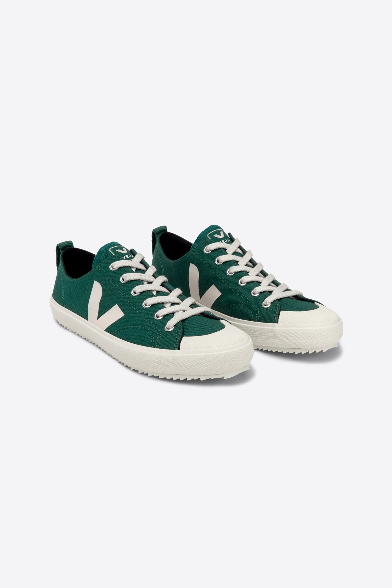 Baskets en coton bio | vert et blanc "nova canvas poker pierre"