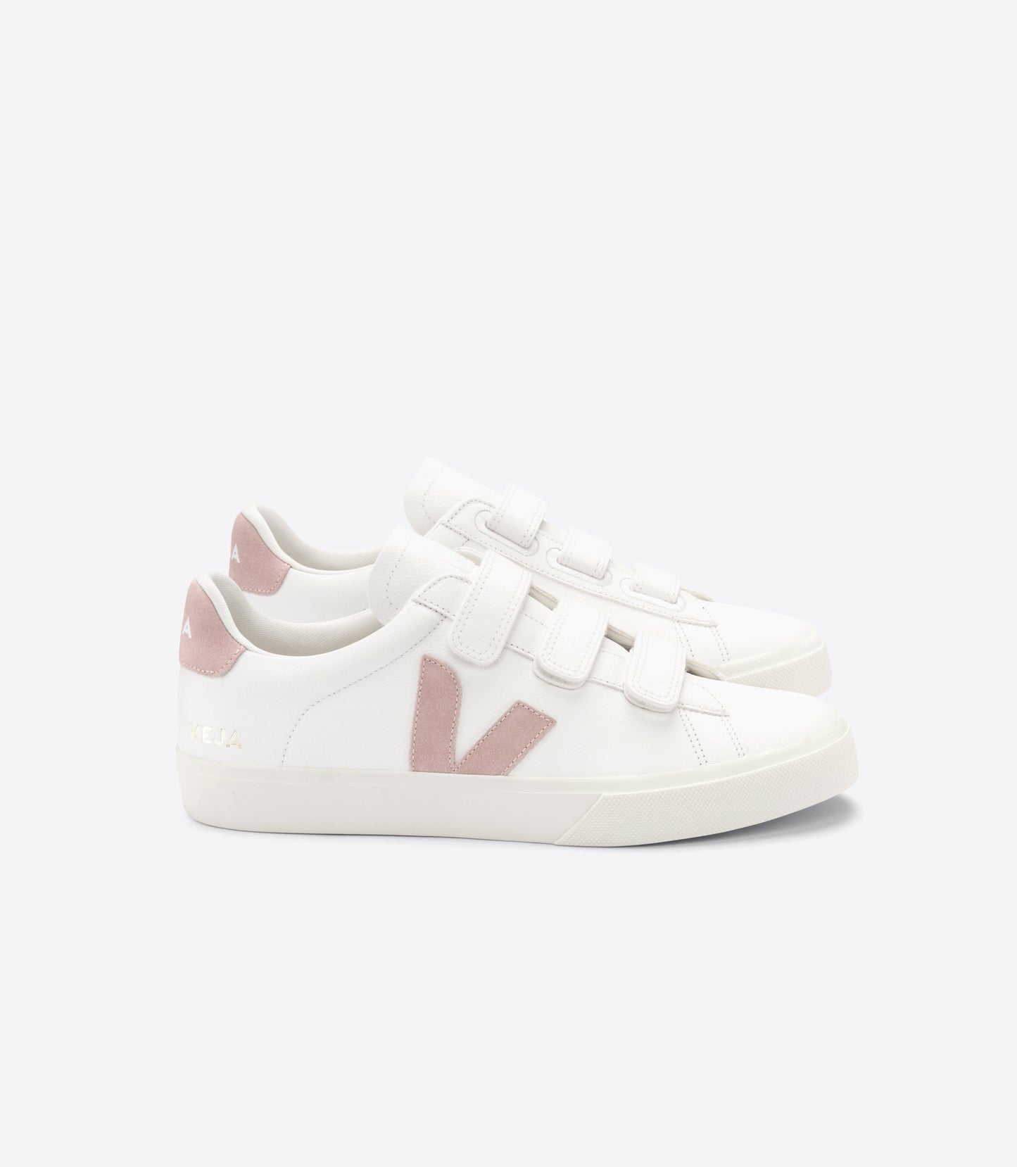 Baskets à scratchs en cuir certifié | blanc et rose "recife chromefree leather extrawhite babe"