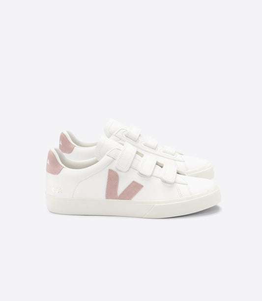 Baskets à scratchs en cuir certifié | blanc et rose "recife chromefree leather extrawhite babe"