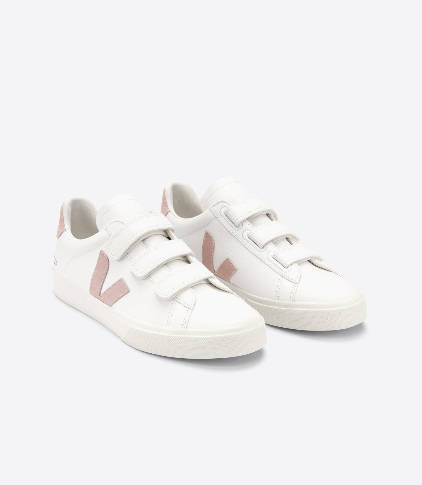 Baskets à scratchs en cuir certifié | blanc et rose "recife chromefree leather extrawhite babe"