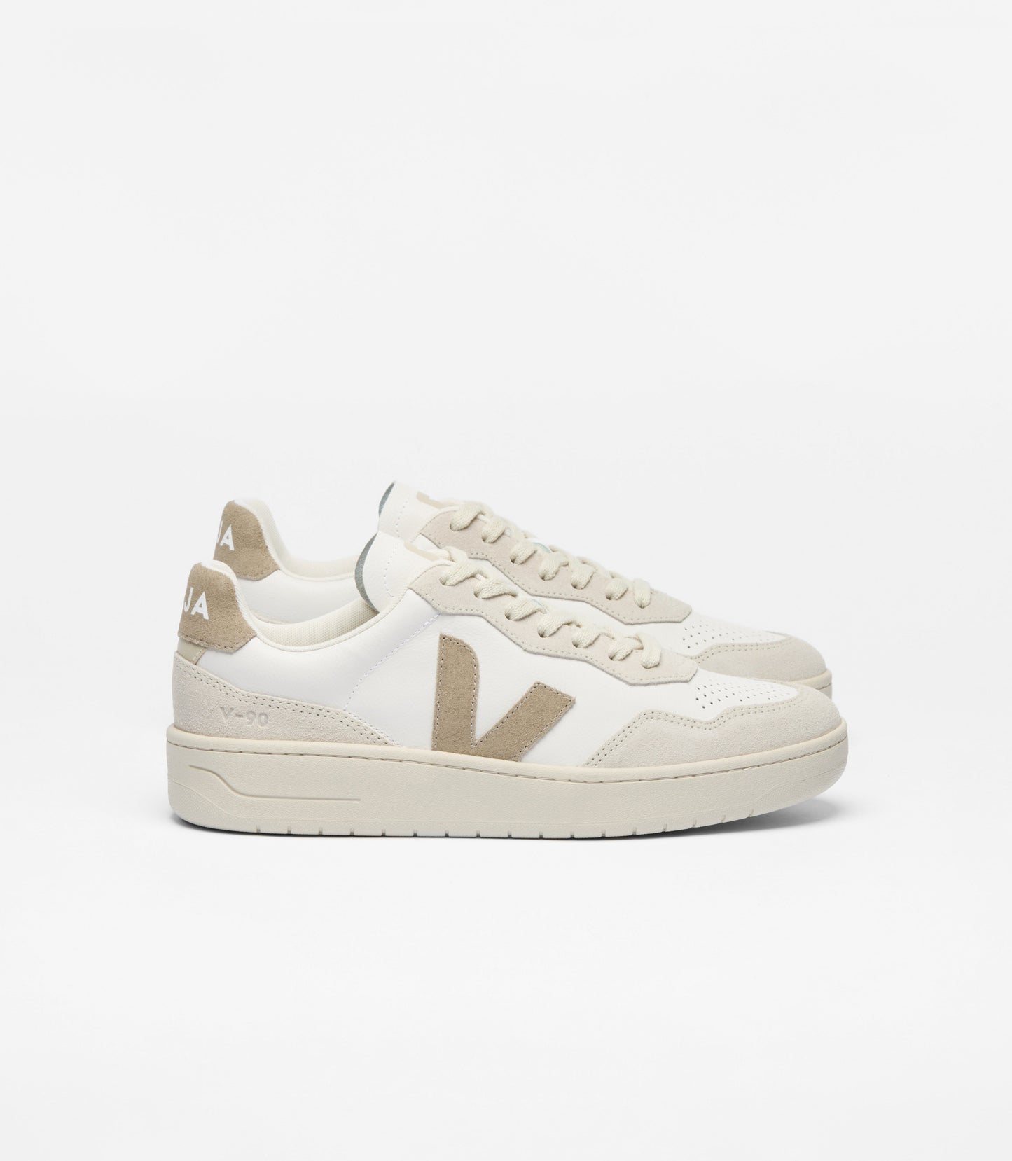 Baskets en cuir | beige et blanc "v-90 - white_taupe"