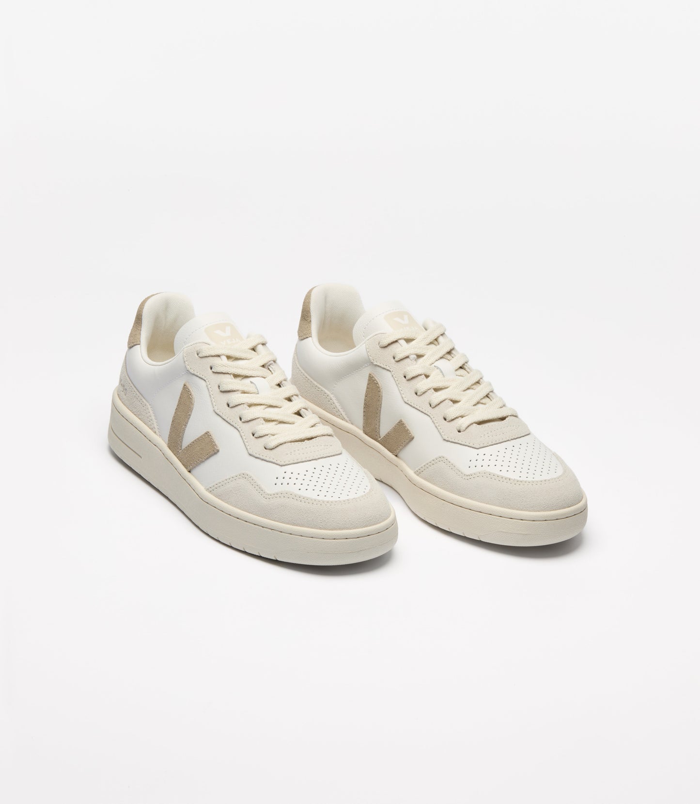Baskets en cuir | beige et blanc "v-90 - white_taupe"