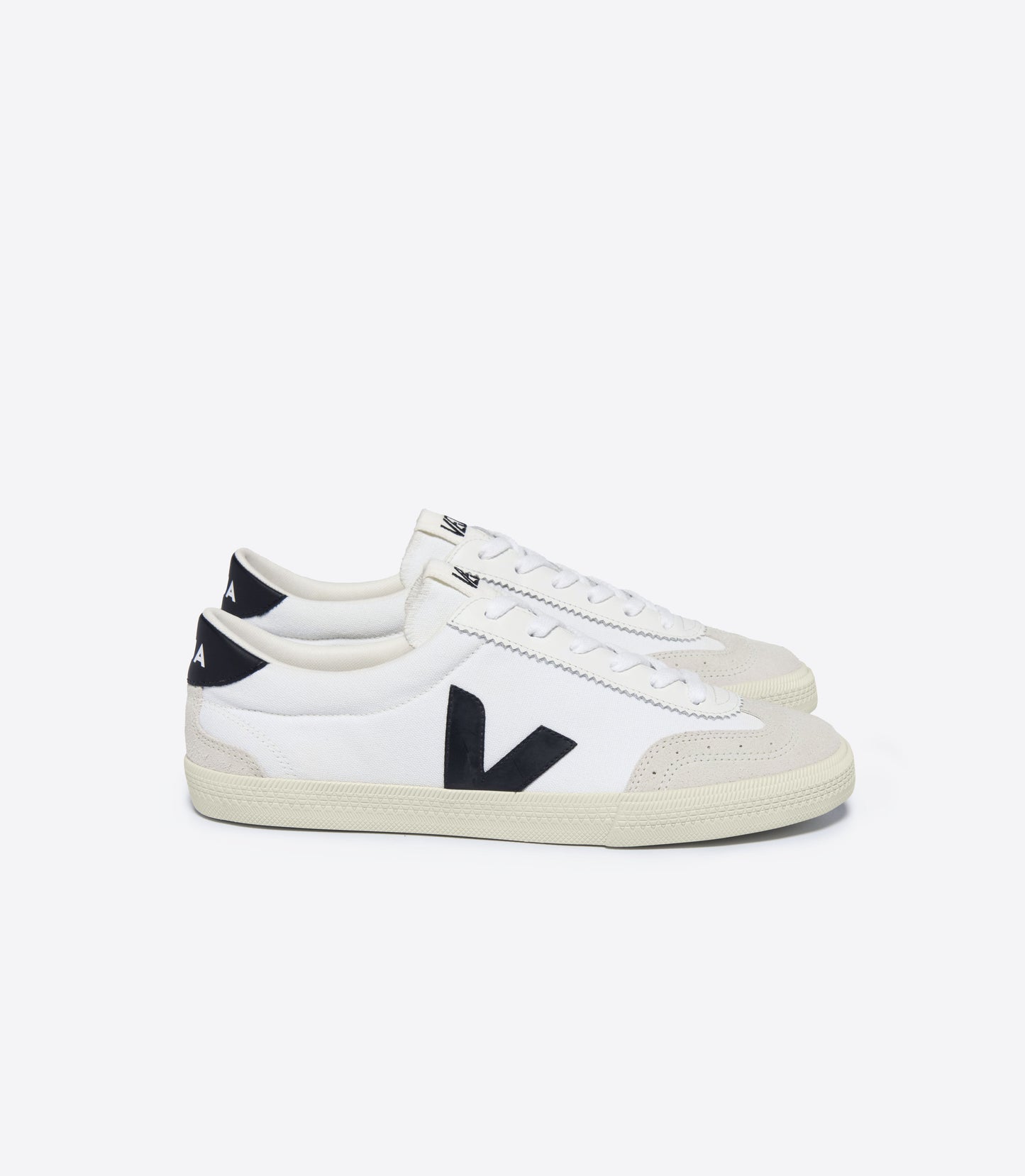 Baskets en coton bio | Blanc et noir "volley canvas white black"