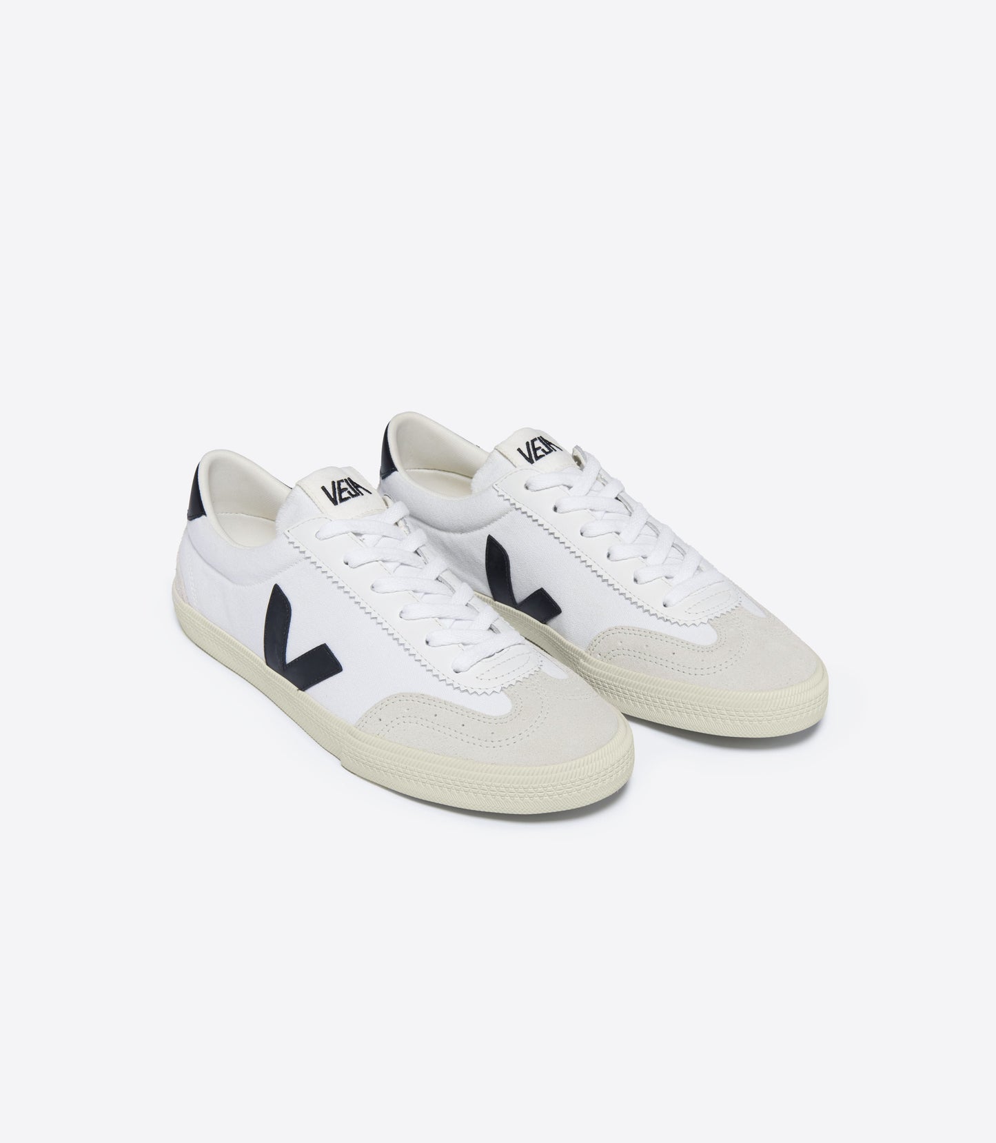 Baskets en coton bio | Blanc et noir "volley canvas white black"