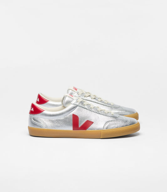 Baskets en cuir | orange et argenté "volley - silver_pepper"