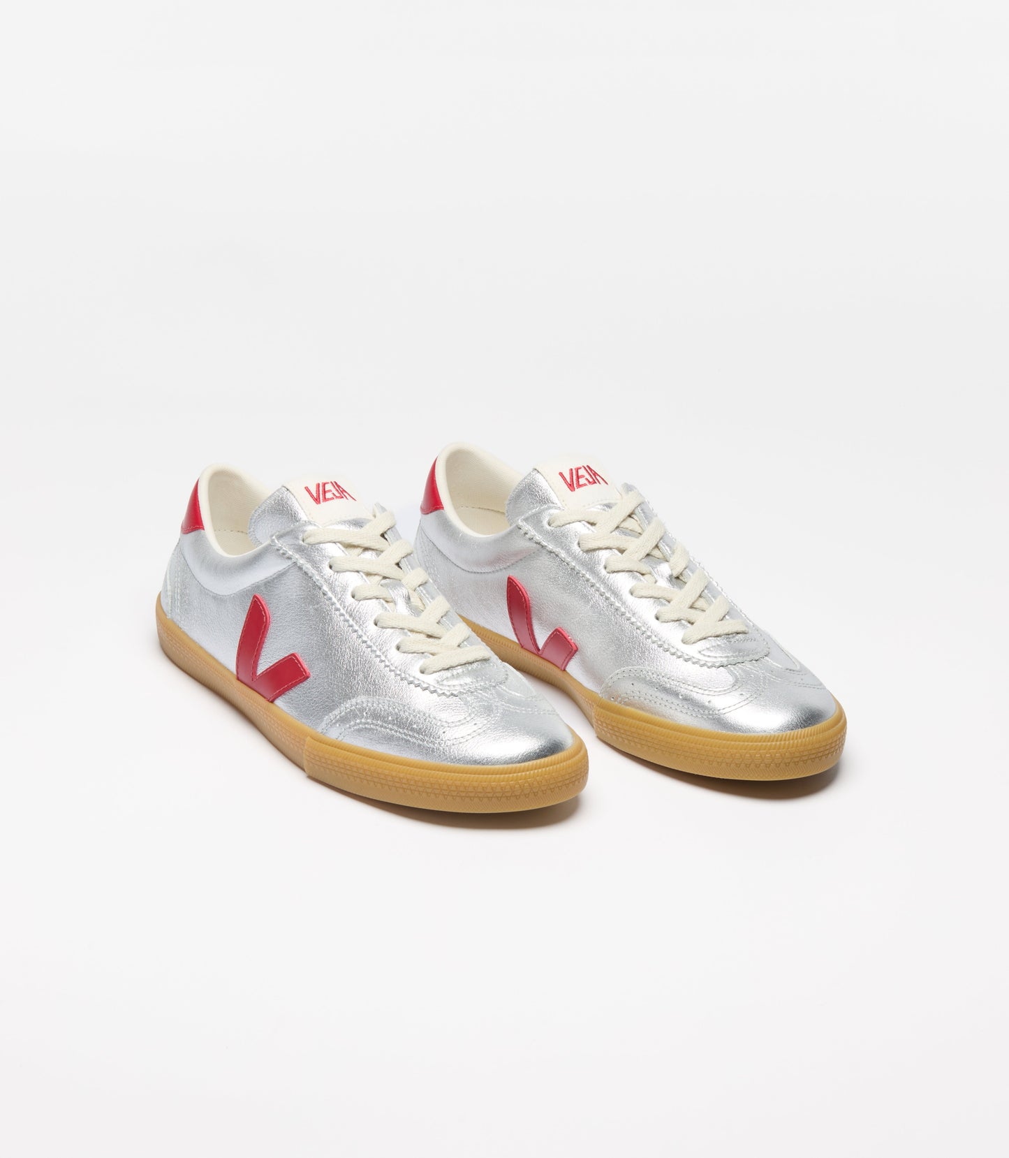 Baskets en cuir | orange et argenté "volley - silver_pepper"