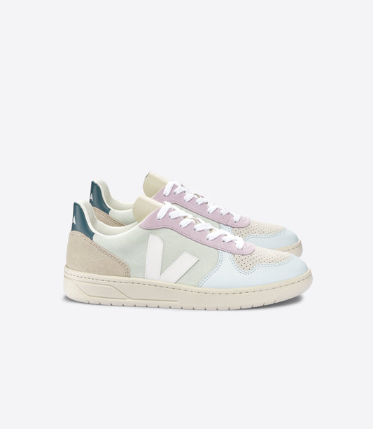 Baskets basses en suède certifié | multicolore "v-10 suede jade white multico"