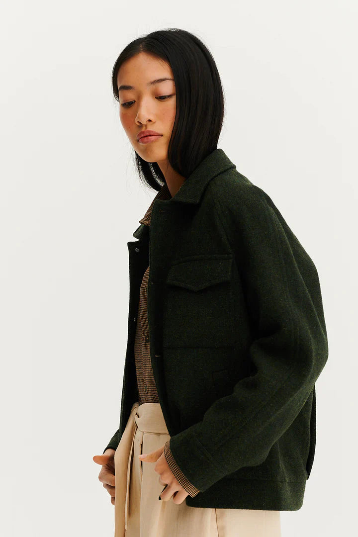Veste hiver en laine certifiée | vert "palma - dark green"