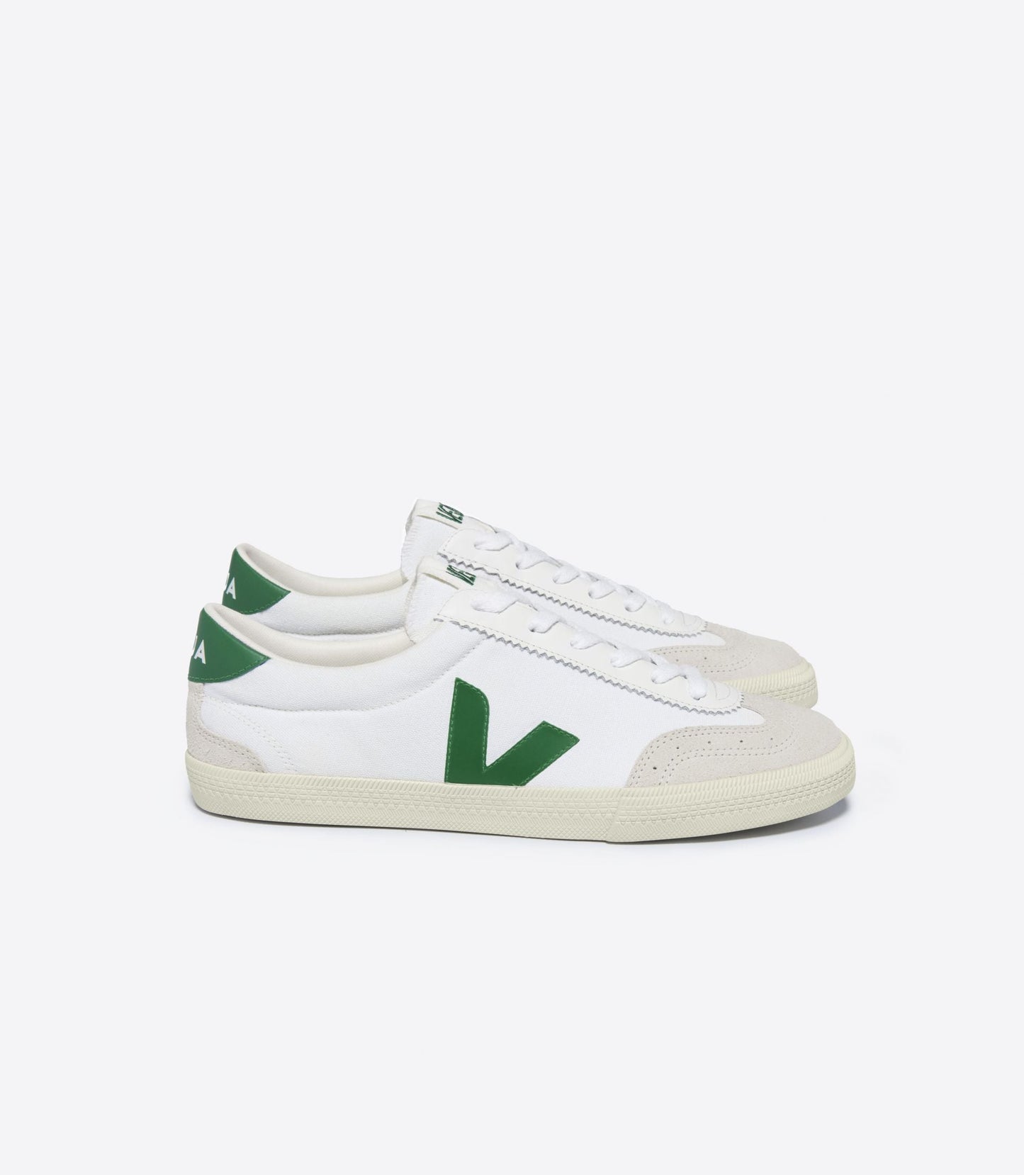 Baskets en coton bio | blanc et vert "volley canvas white emeraude"