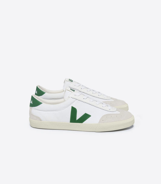 Baskets en coton bio | blanc et vert "volley canvas white emeraude"