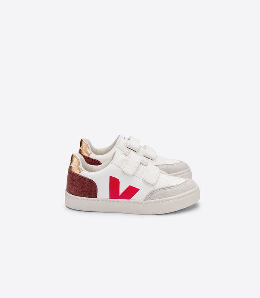 Baskets enfant v-12 chromefree leather white multico dried petal