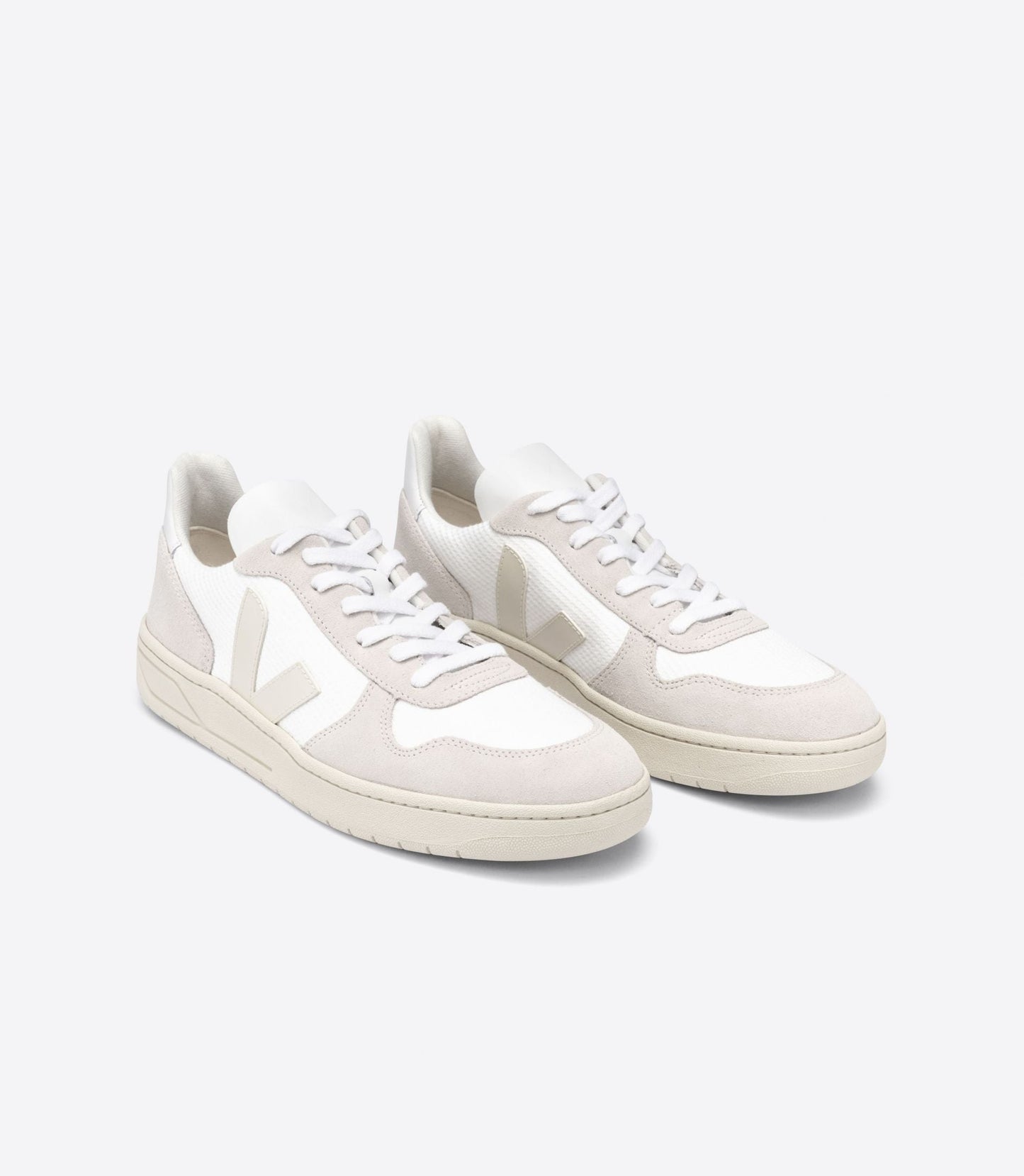 Baskets basses en recyclé | blanc et beige "v-10 B-Mesh white natural pierre"