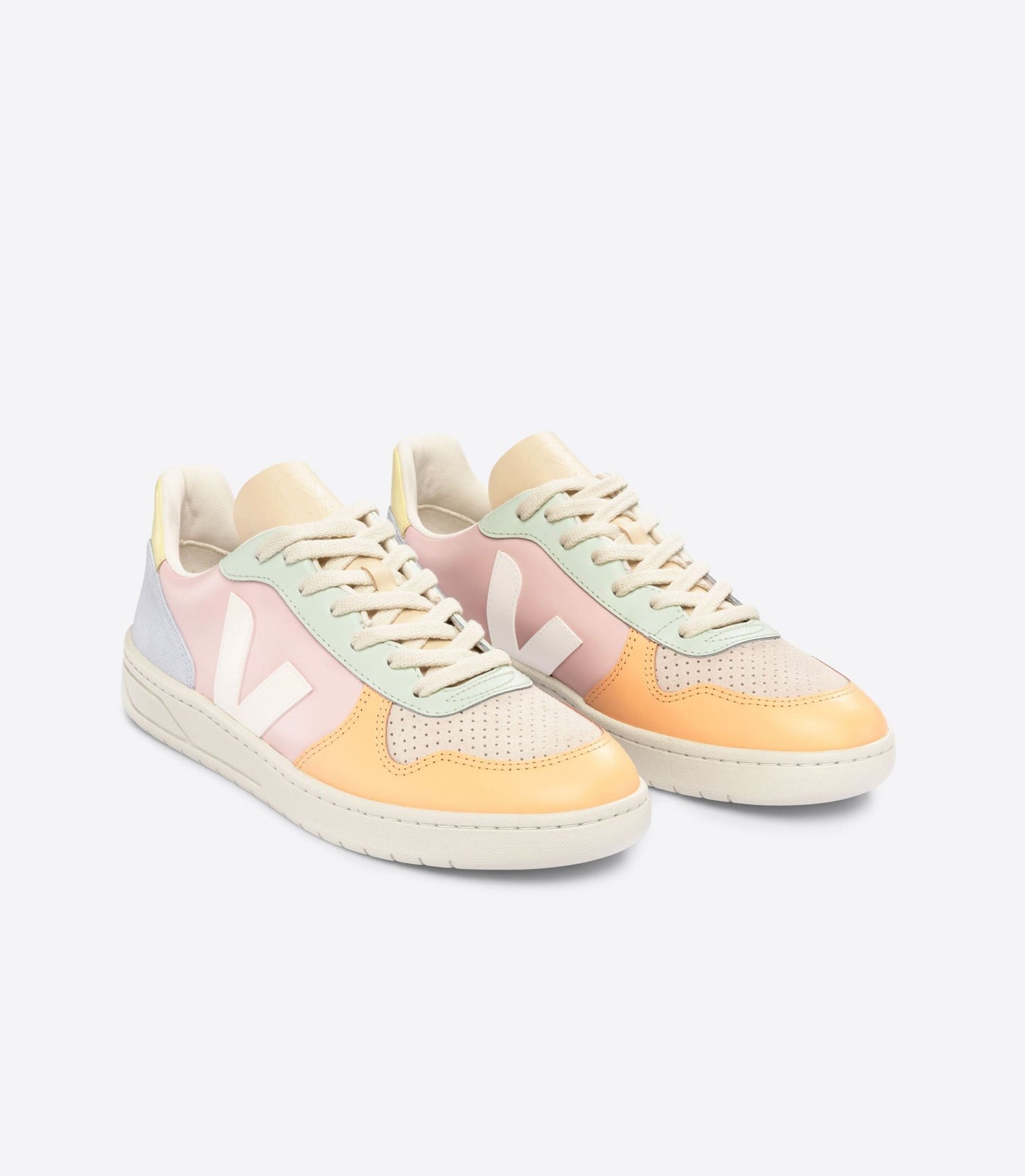 Baskets v-10 leather petale white multico