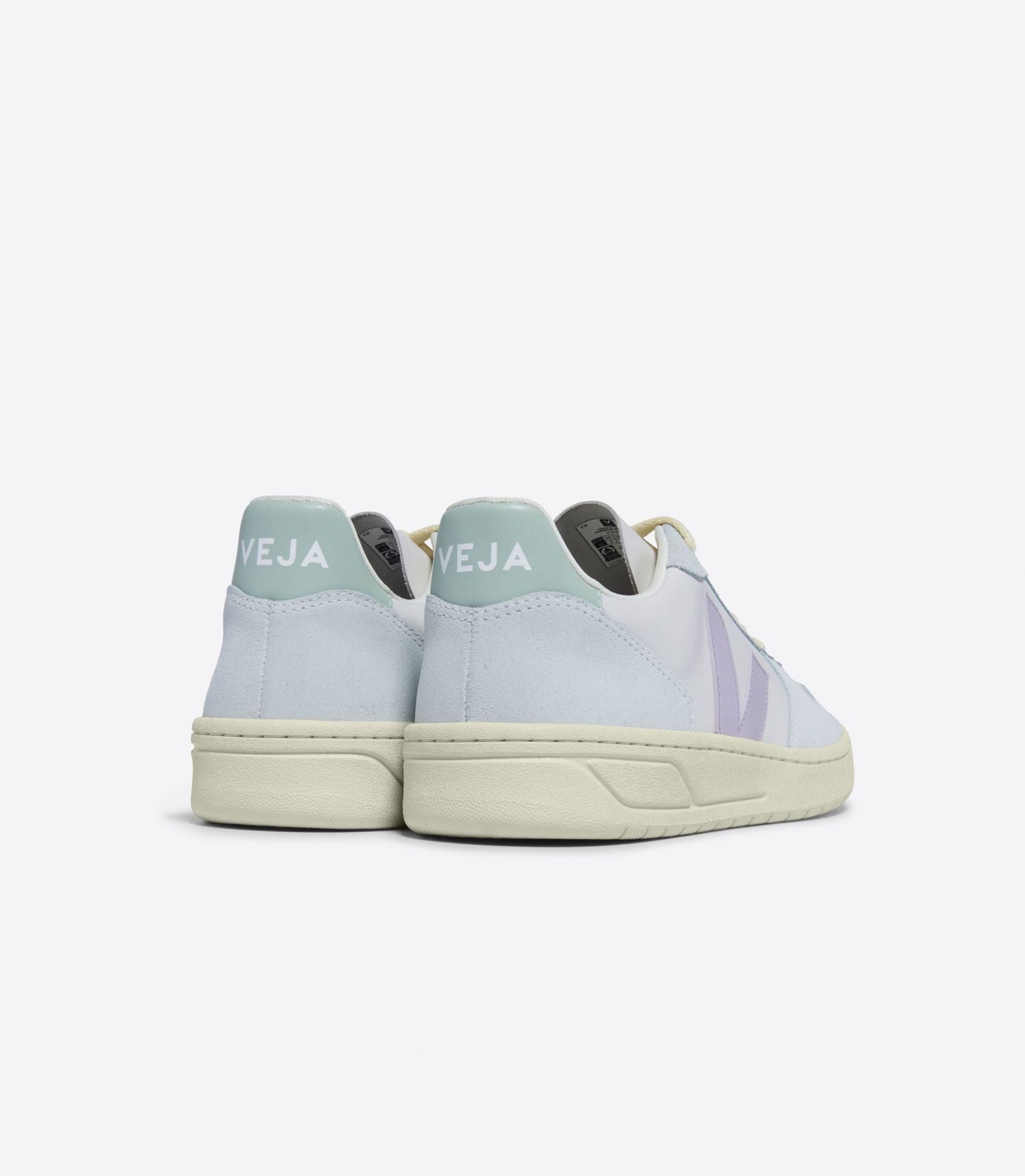 Baskets en cuir et suède | blanc et violet "v-10 leather gravel parme menthol"