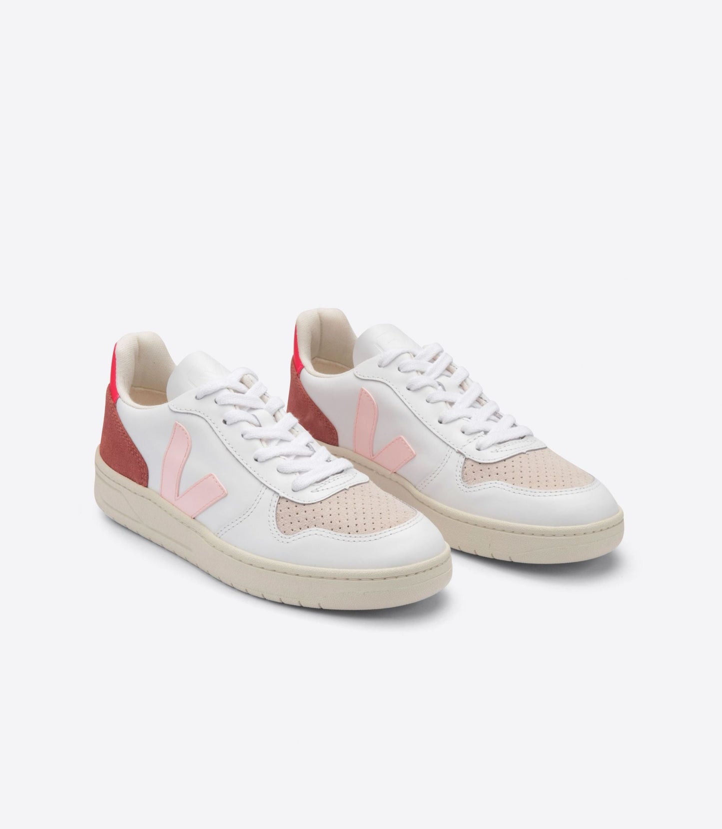 Baskets v-10 leather extra-white petale rose fluo