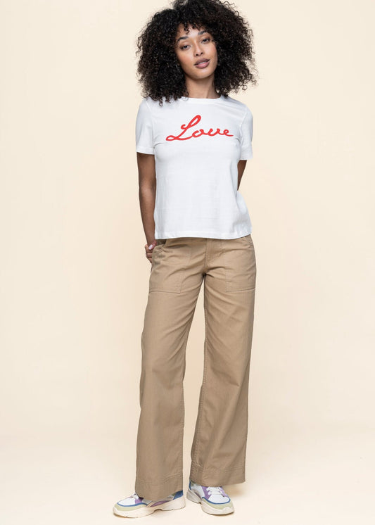 Pantalon ample en coton bio | camel "workwear pants vara canvas kelp beige"