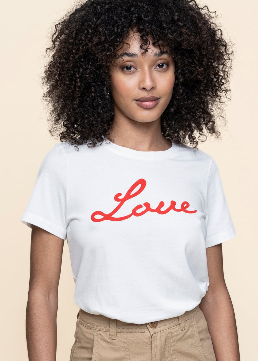 T-shirt en coton bio | blanc imprimé "love ida tee - white"