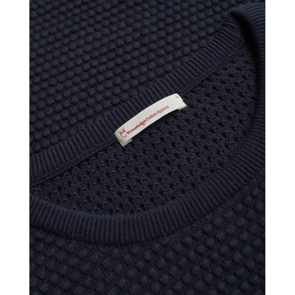 Pull bleu nuit en coton bio - Sailor pattern knit