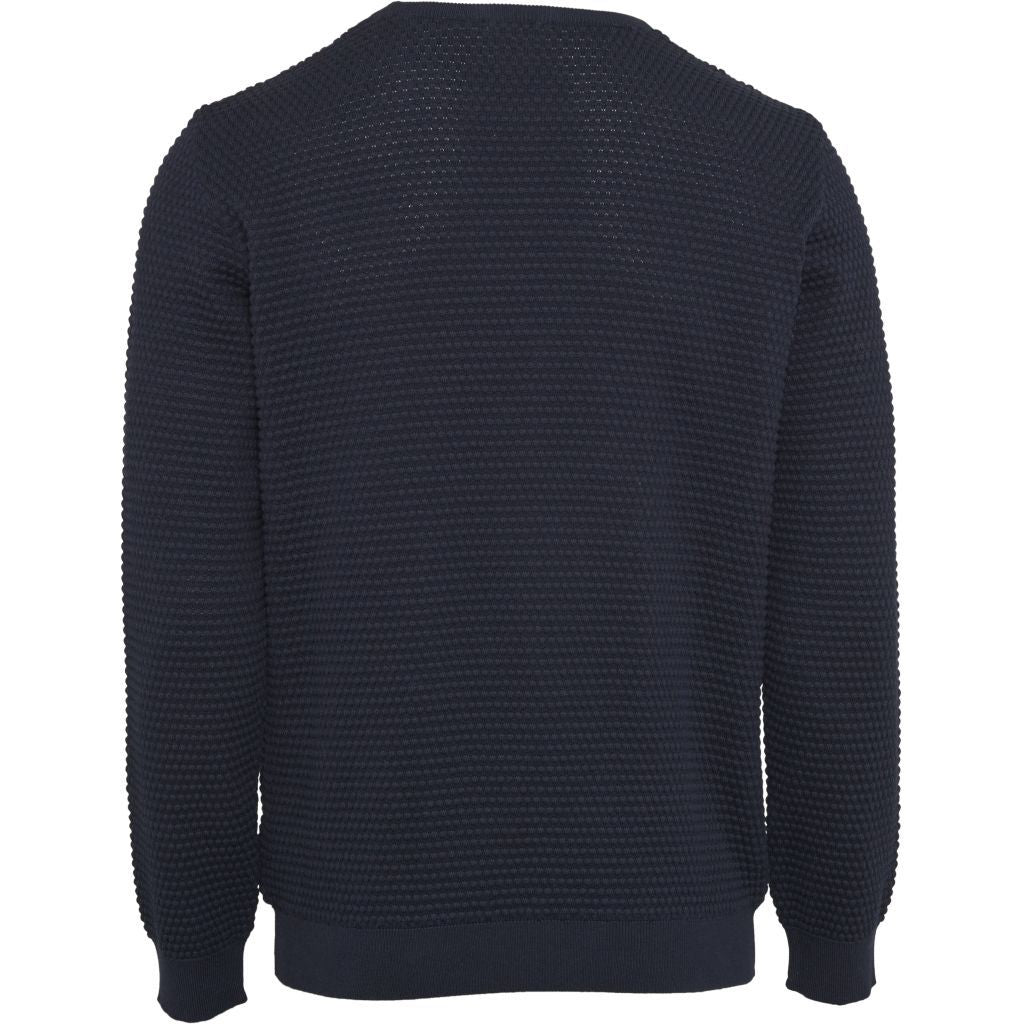 Pull bleu nuit en coton bio - Sailor pattern knit