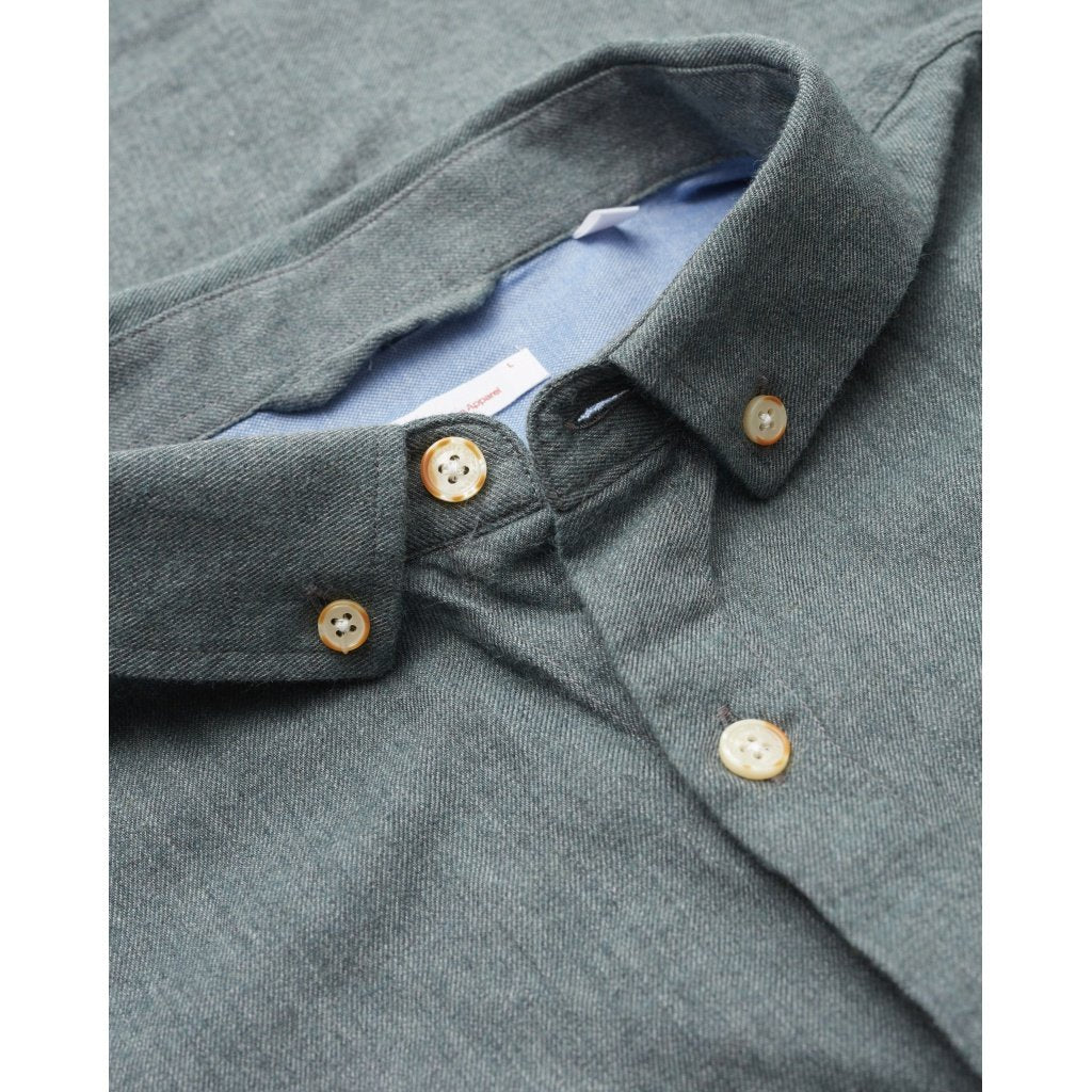 Chemise en flanelle vert-de-gris en coton bio - elder