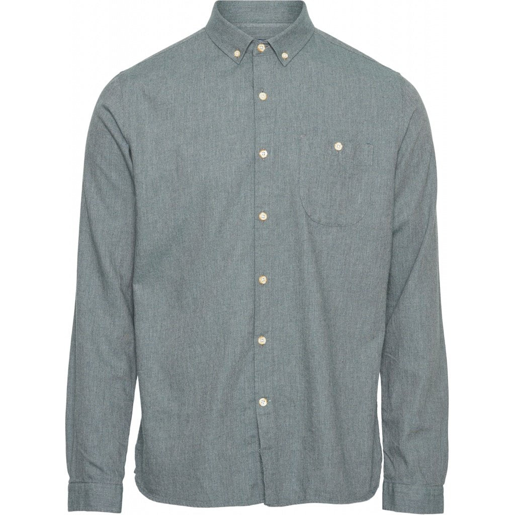 Chemise en flanelle vert-de-gris en coton bio - elder
