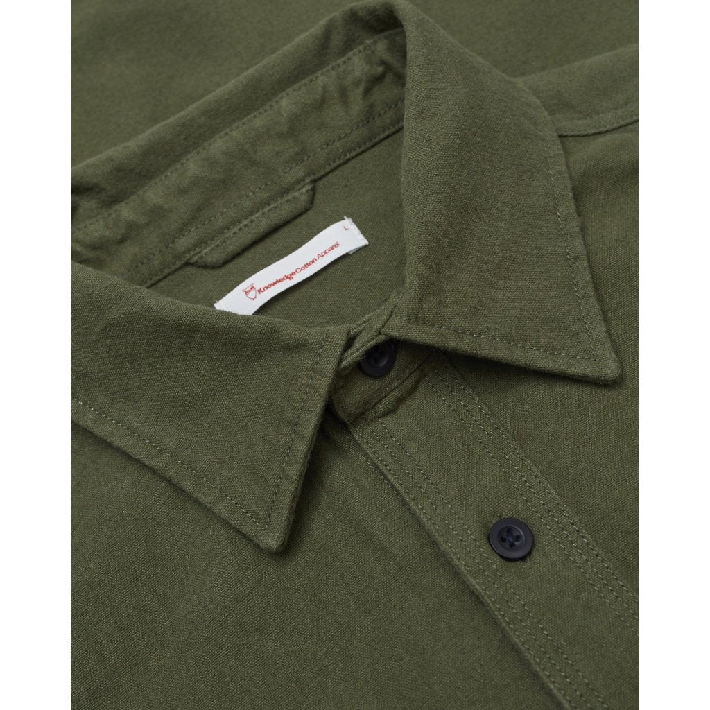 Surchemise manches longues verte effet moleskine en coton bio